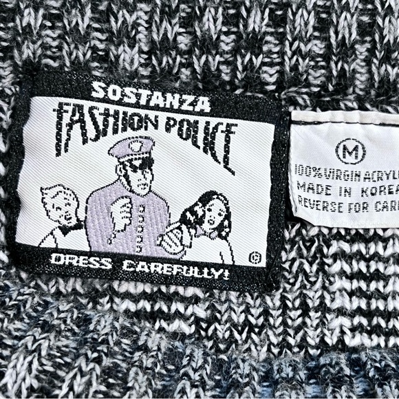 VINTAGE 80s abstract geometric art knit sweater mens crewneck funky quirky - Picture 9 of 9